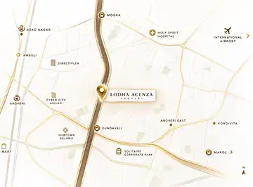 Lodha Acenza location map, Andheri